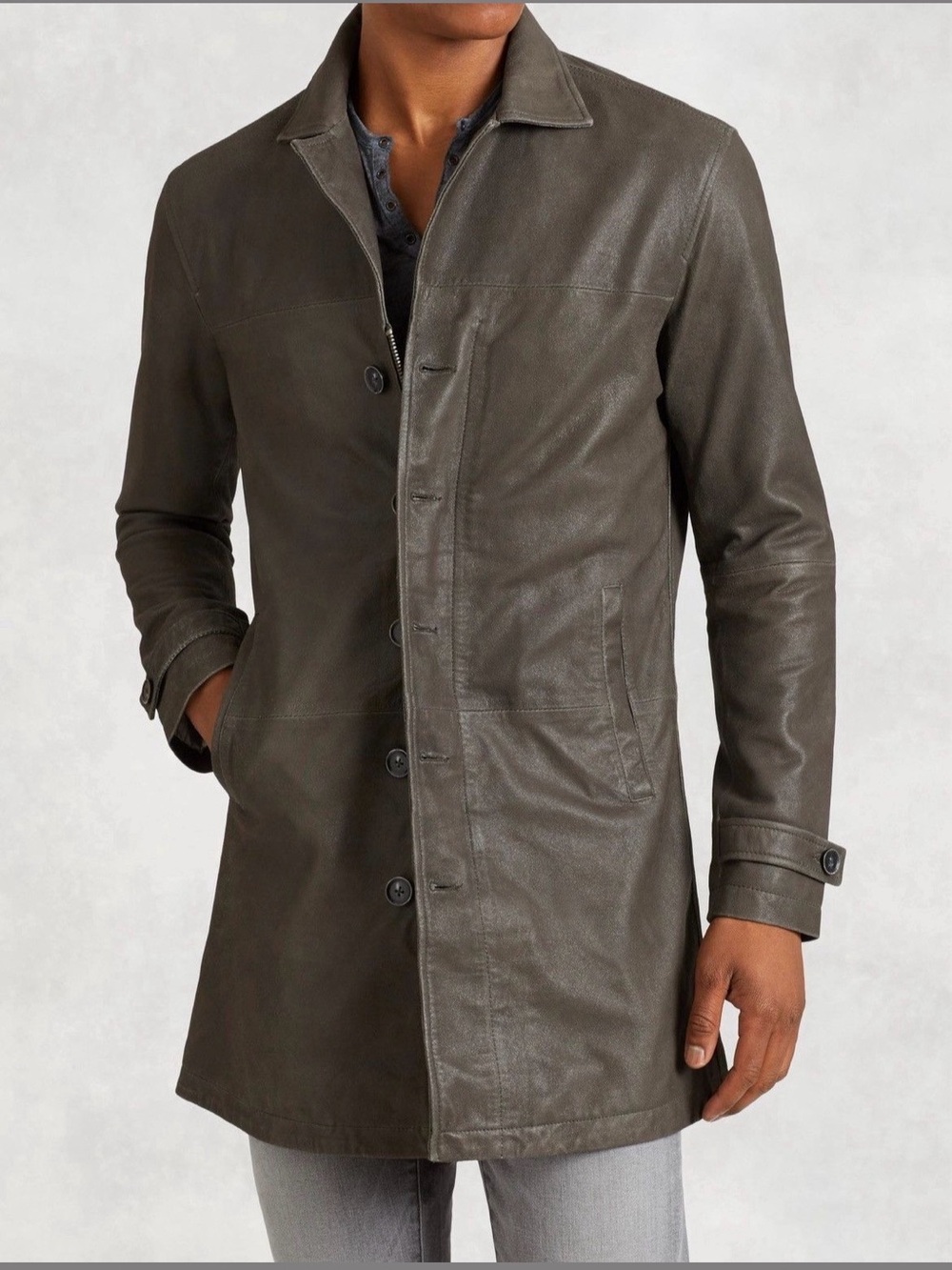 John Varvatos Goatskin Leather Trench
Size medium